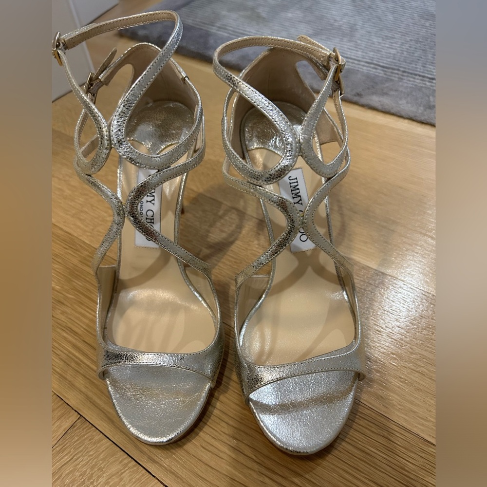 Jimmy Choo “anise” silver metallic sandals